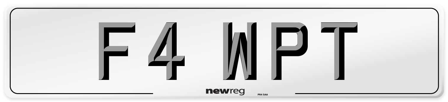 F4 WPT Number Plate from New Reg